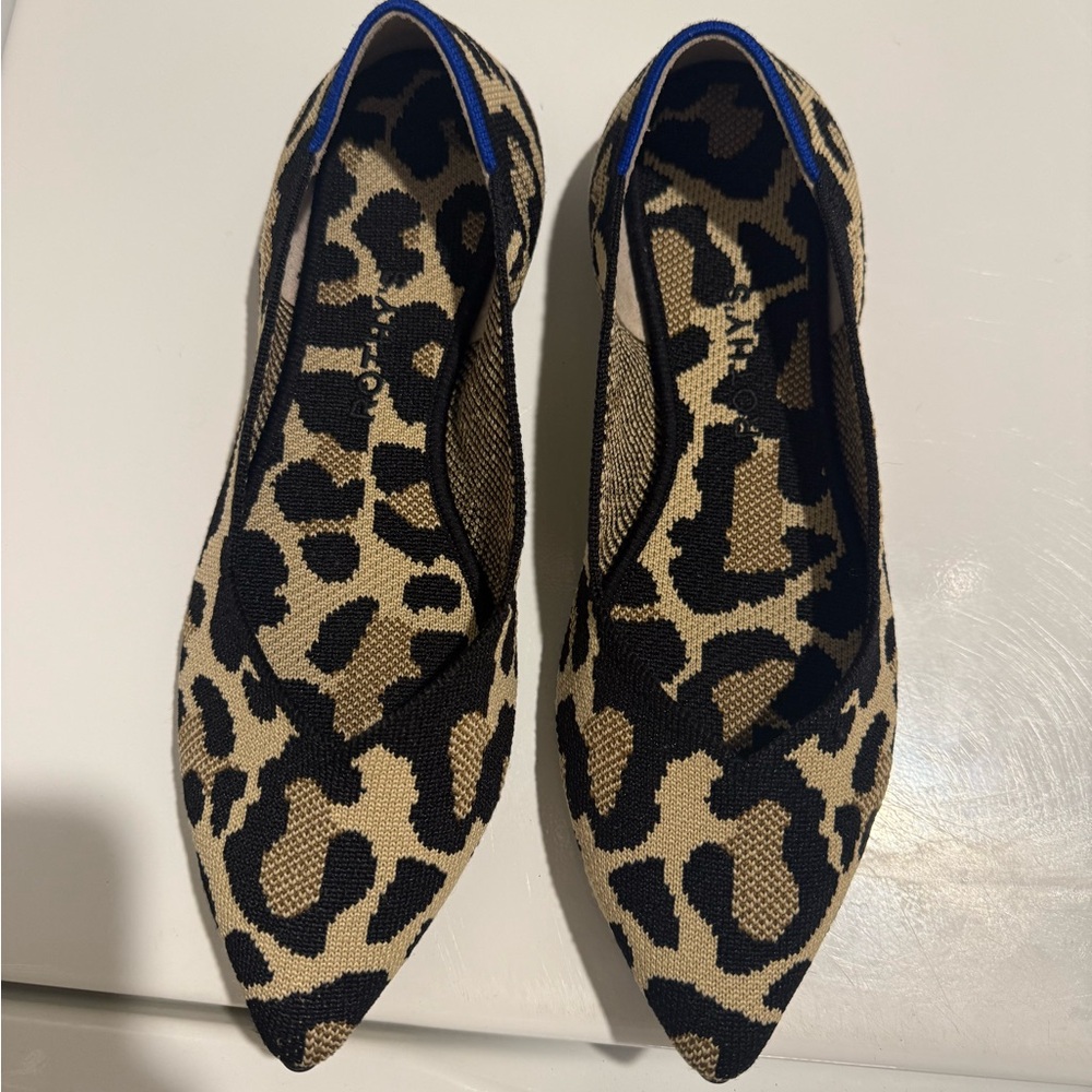 Rothy's Black and Tan Leopard Flats
